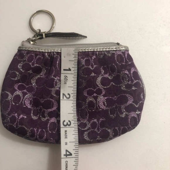 Coach purple silver optic coin pouch key ring - Picture 5 of 7